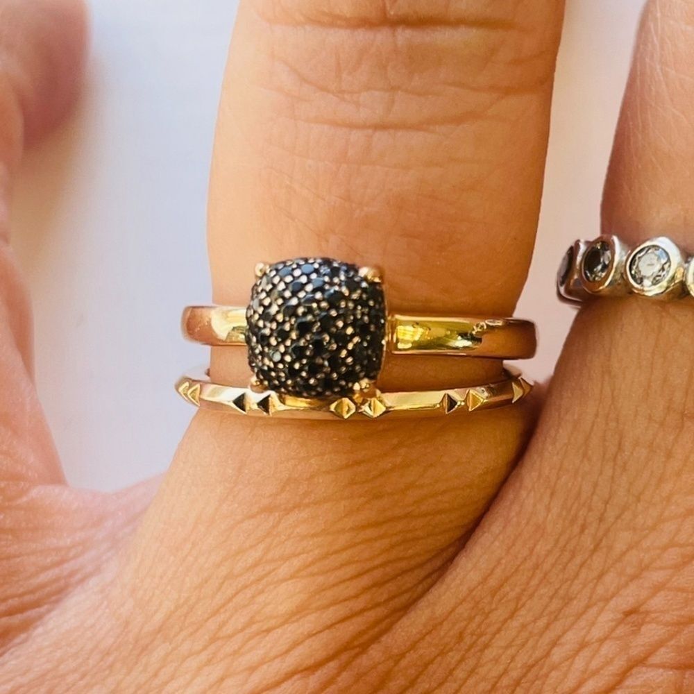 🖤Tiffany & Co. Black Spinel Sugar Stack Ring 18k Rose Gold, sz 5.25🖤 - Picture 1 of 4